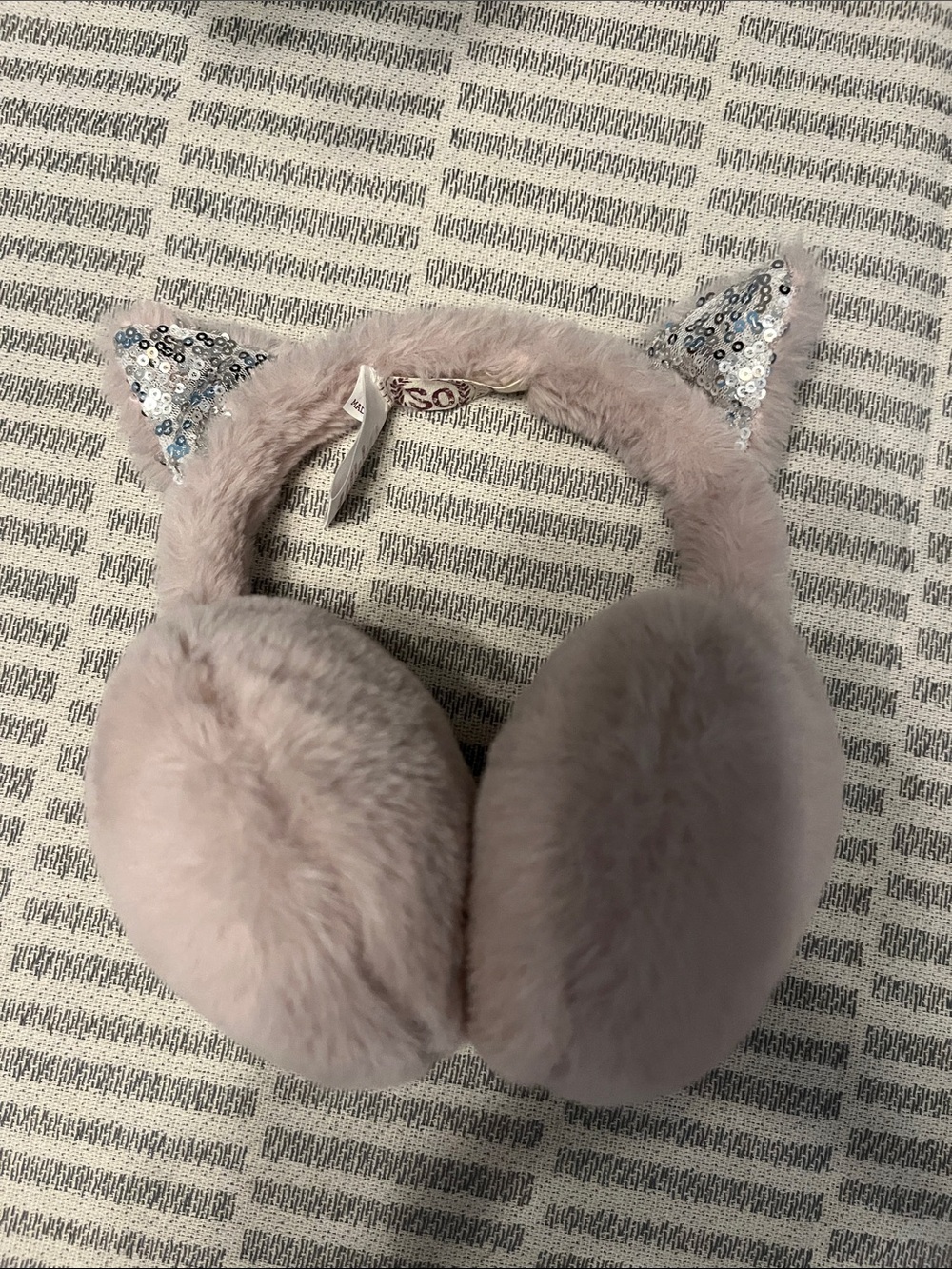 SO Pink Faux Fur Cat Ear Earmuffs with Sequin Detail